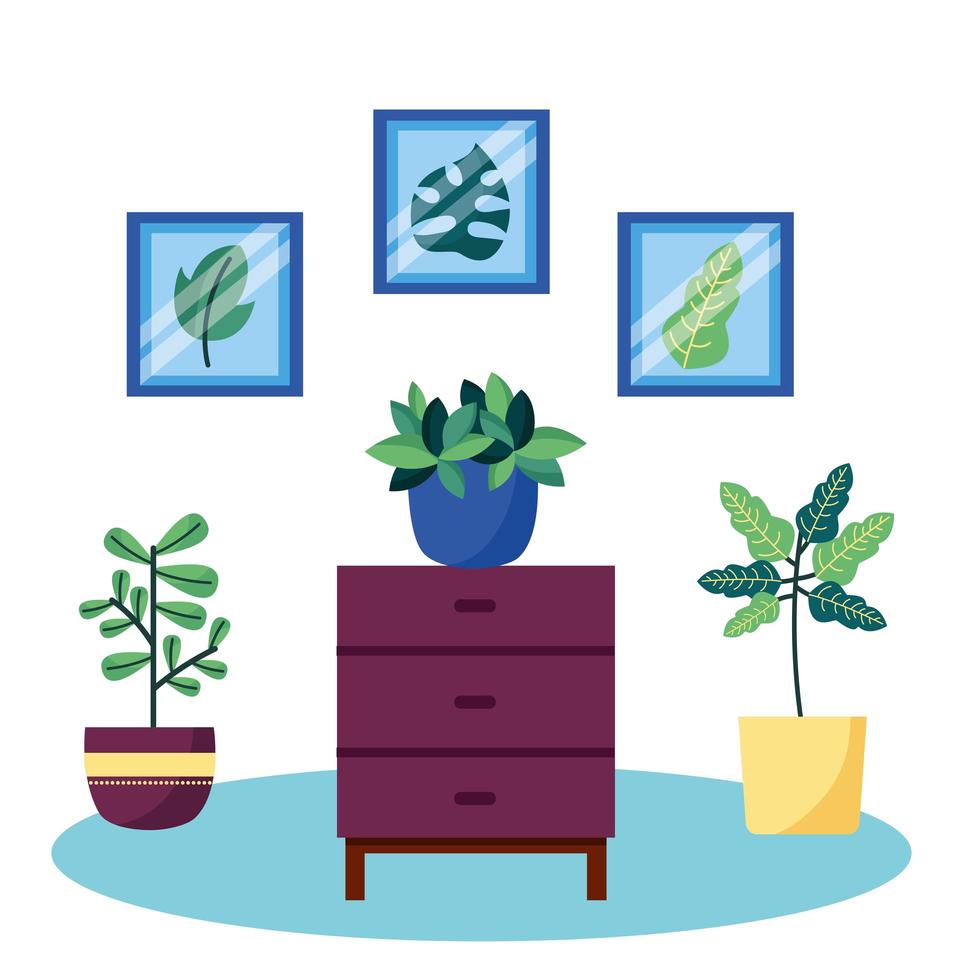 diseño vectorial de plantas y muebles. vector