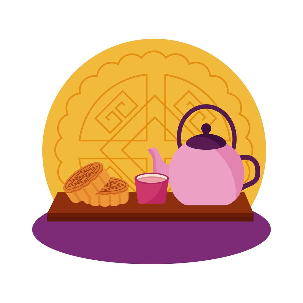 Rabbit and tea kettle design, mid autumn festival vector