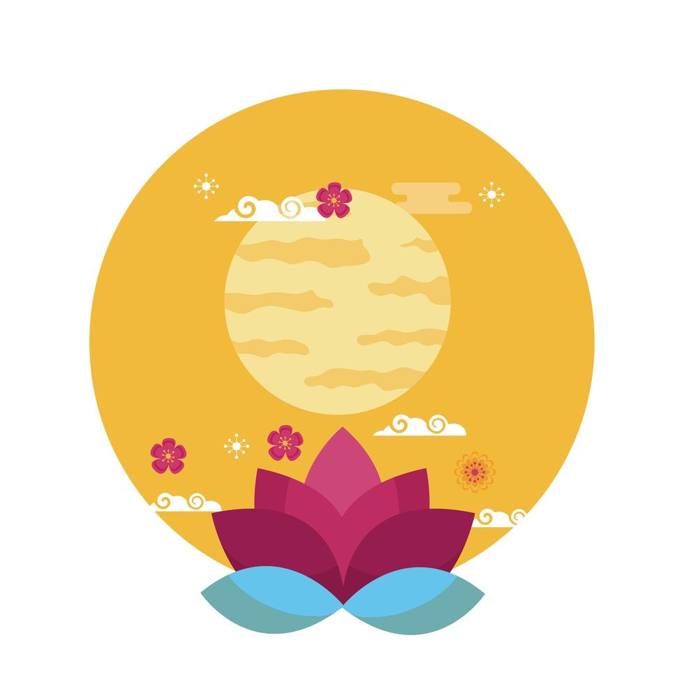diseño de adorno de flor de loto aislado vector