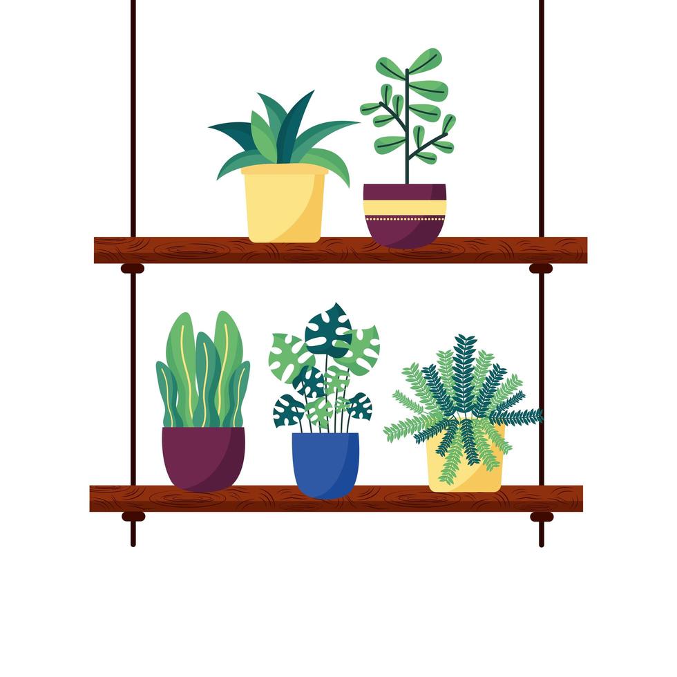 Plantas aisladas dentro de macetas de diseño vectorial vector