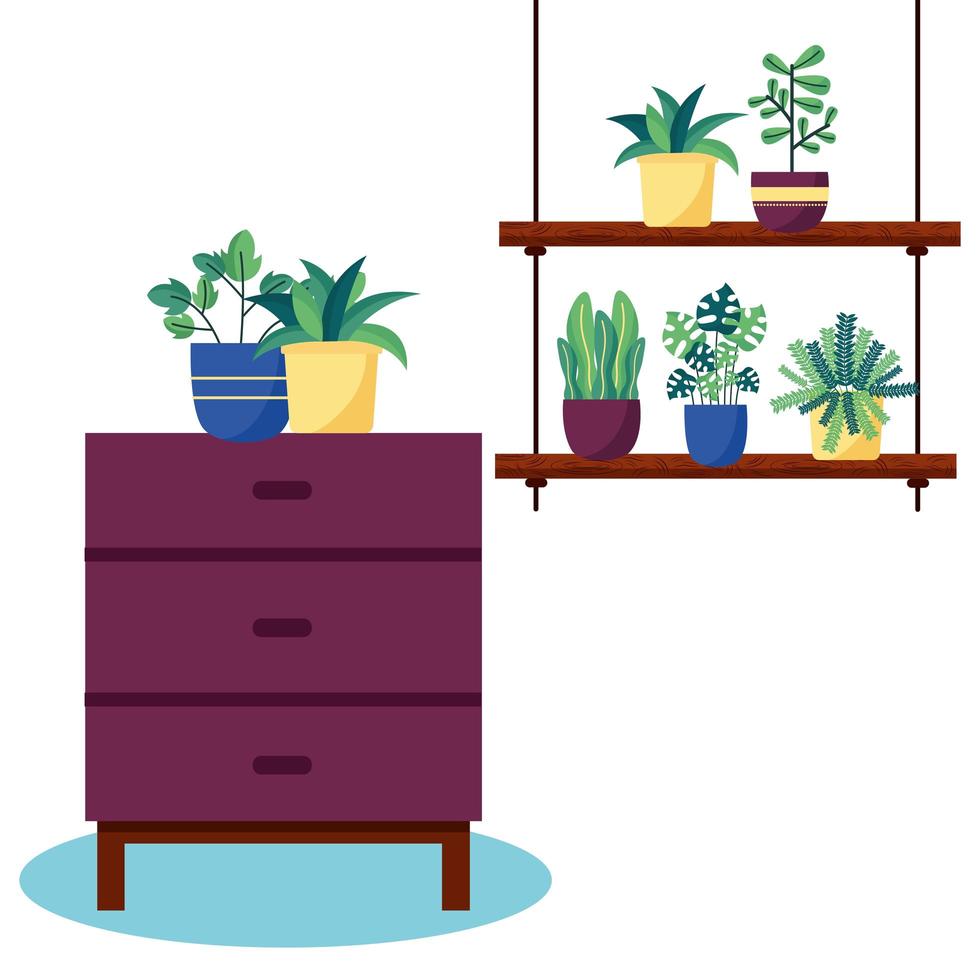 diseño vectorial de plantas y muebles. vector