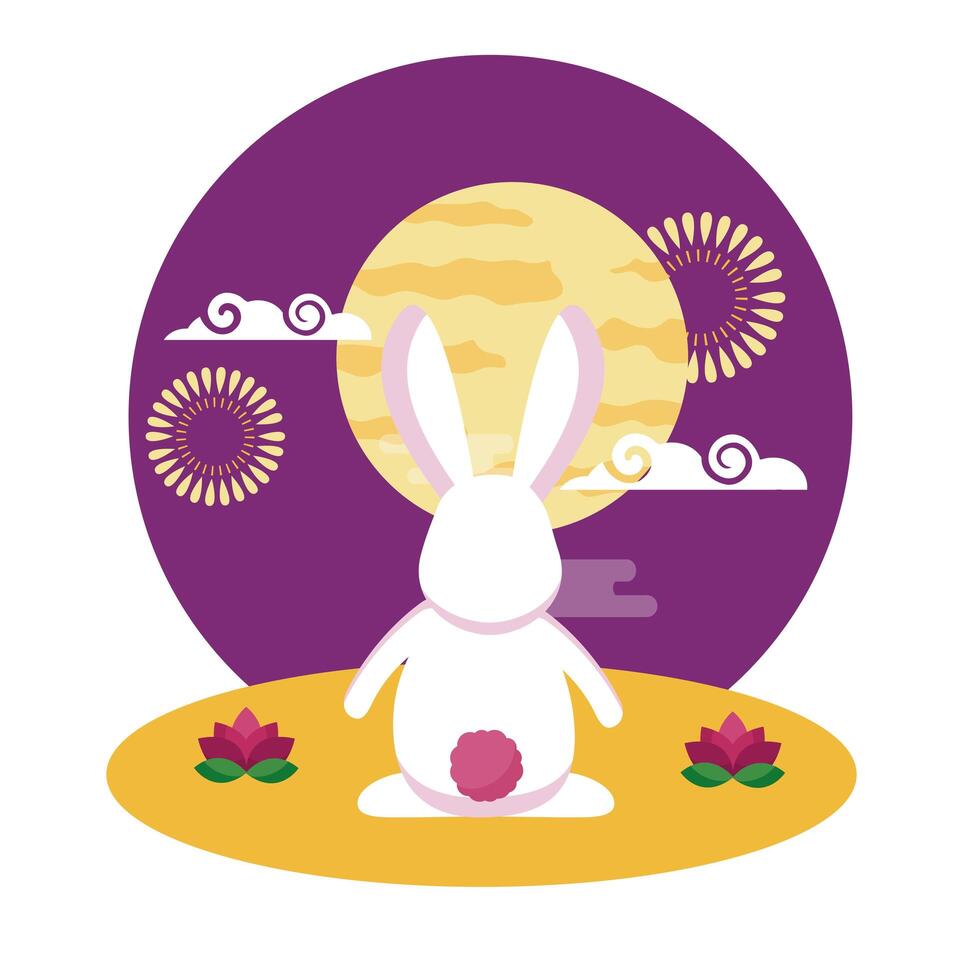 Rabbit of mid autumn festival vector design