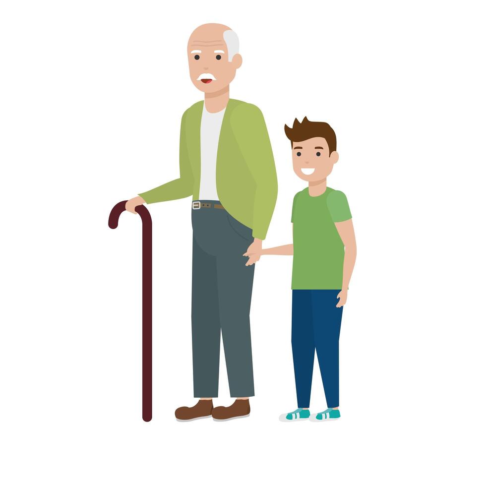Grandfather and boy cartoon design vector