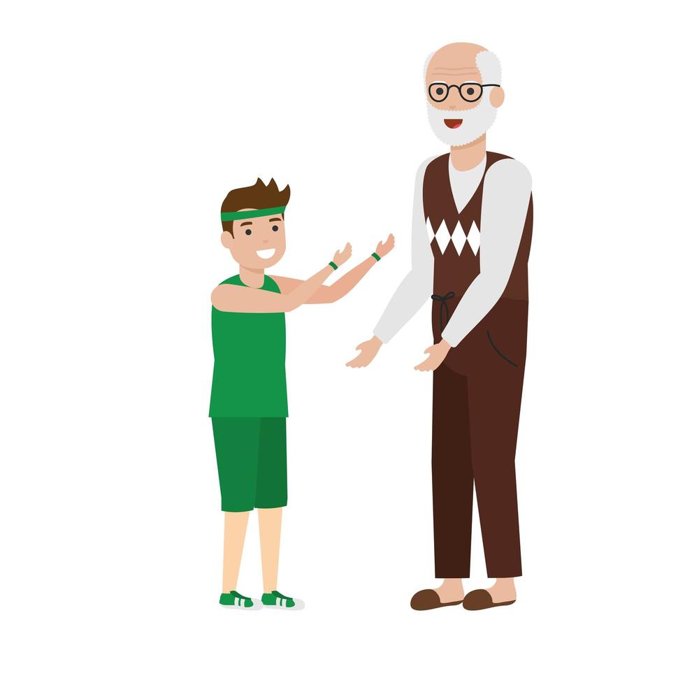 abuelo y niño diseño vectorial de dibujos animados vector