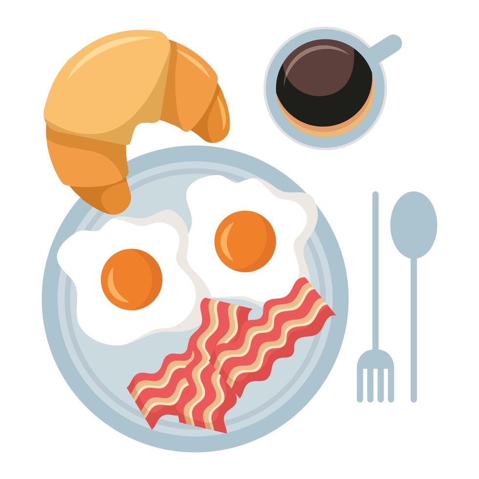 desayuno huevo y pan diseño vectorial vector