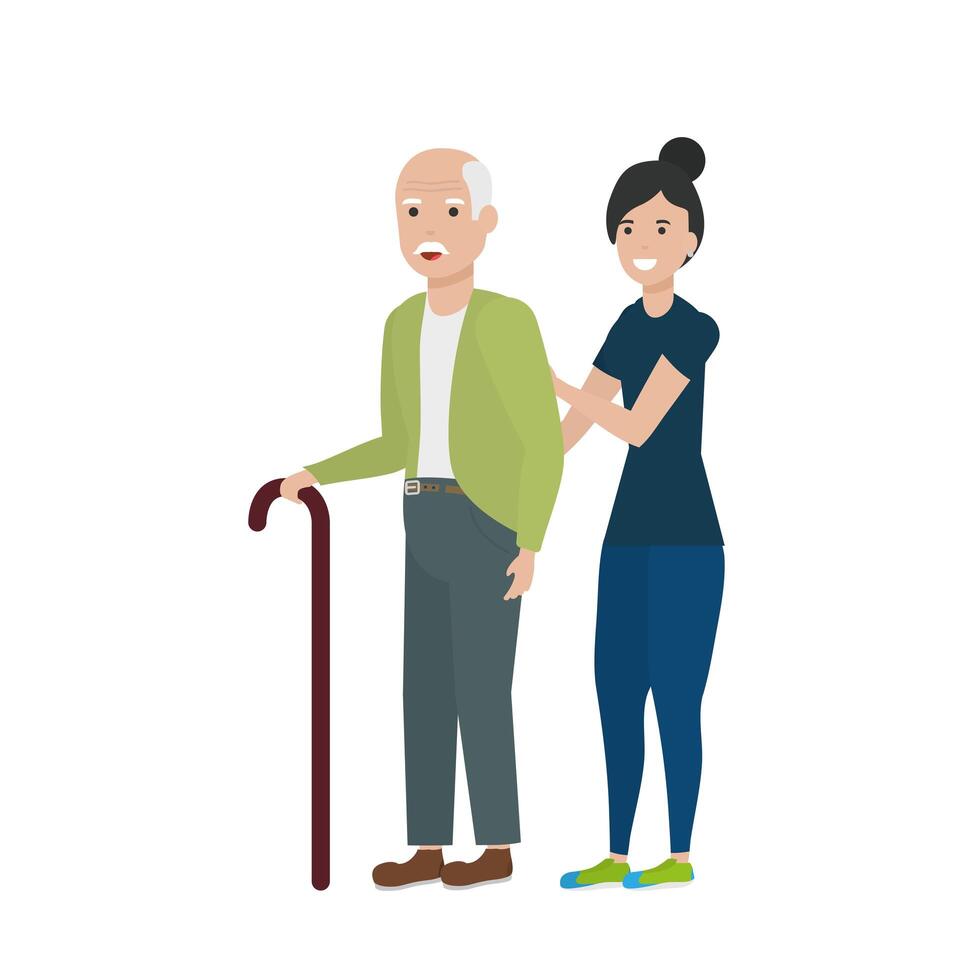 Grandfather and woman cartoon vector design