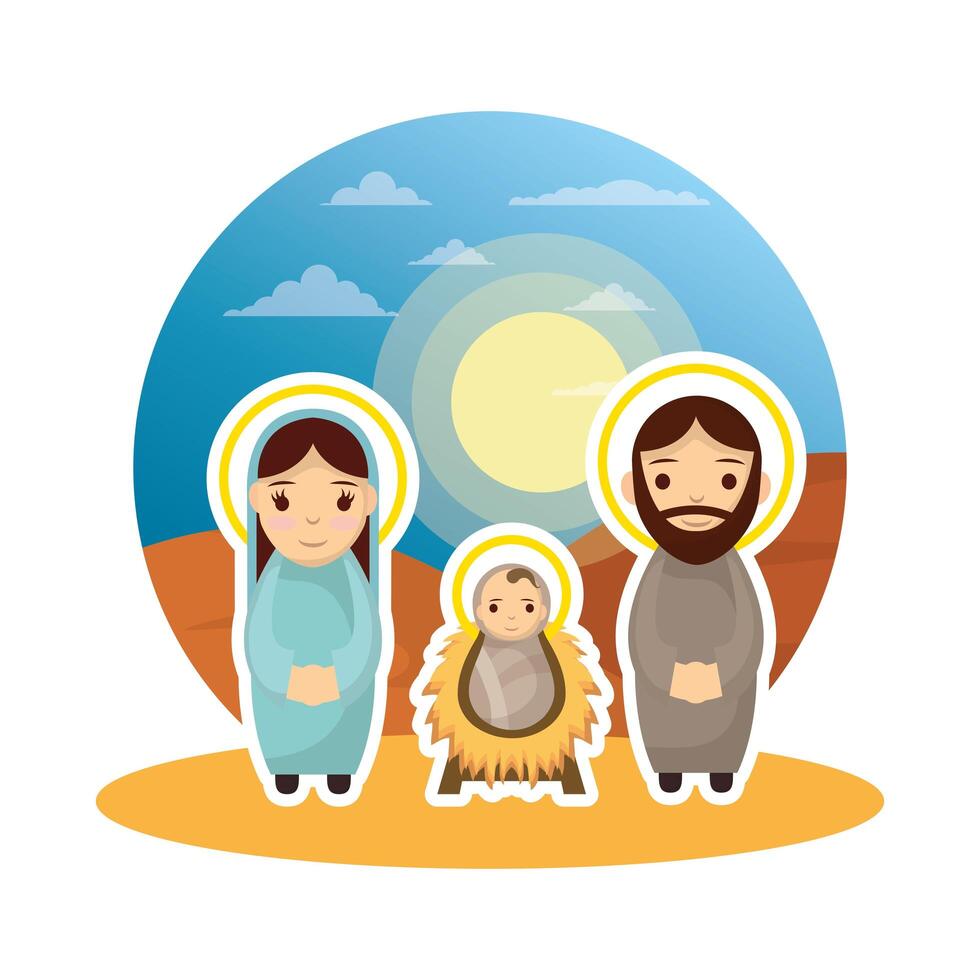 cute holy family manger characters vector