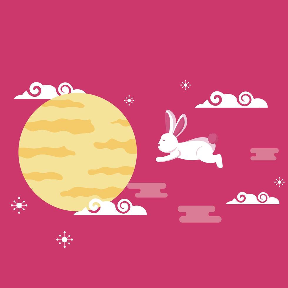 Rabbit of mid autumn festival vector design