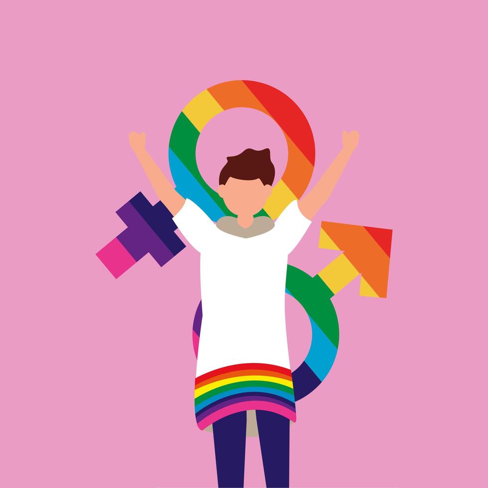 Man supporting LGTBIQ march design vector