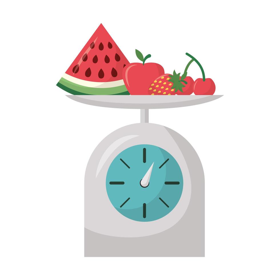 Isolated fruit on scale vector design