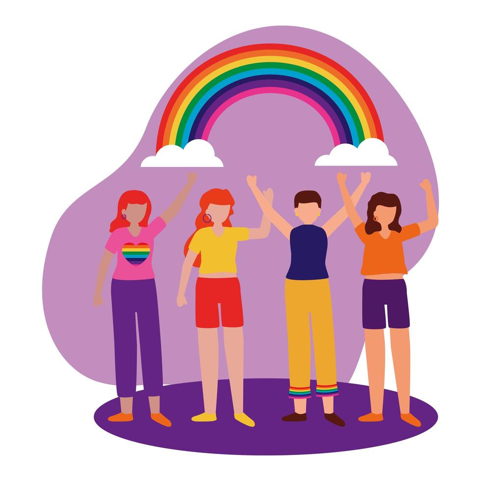 People supporting lgtbiq march design vector