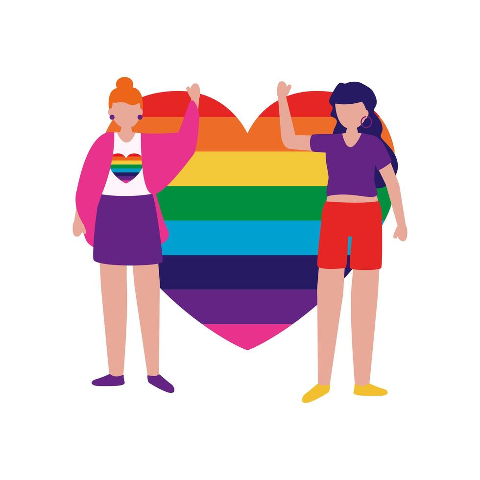 Women supporting LGTBIQ march design vector