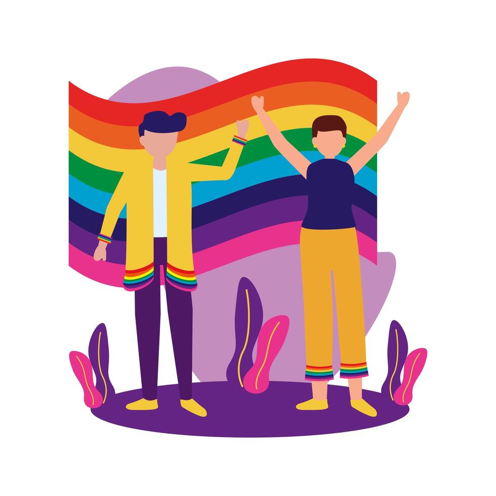 Men supporting LGTBIQ march design vector