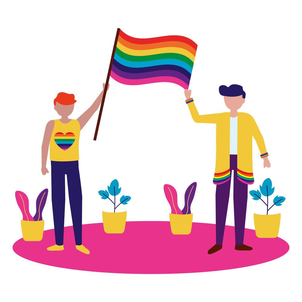 Men supporting LGTBIQ march design vector