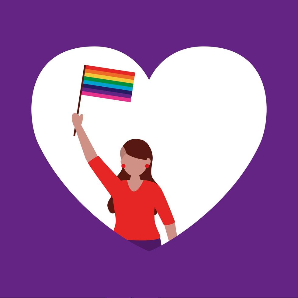 Woman supporting LGTBIQ march design vector