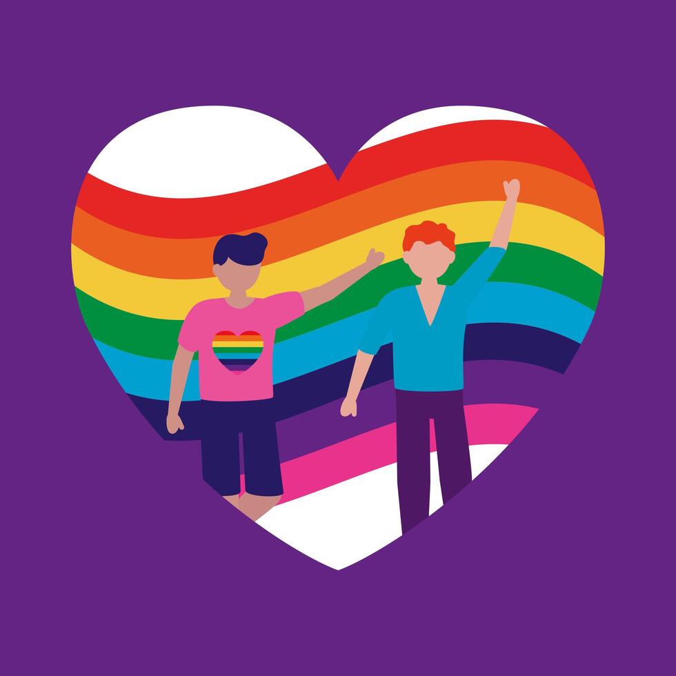 Men supporting LGTBIQ march design vector