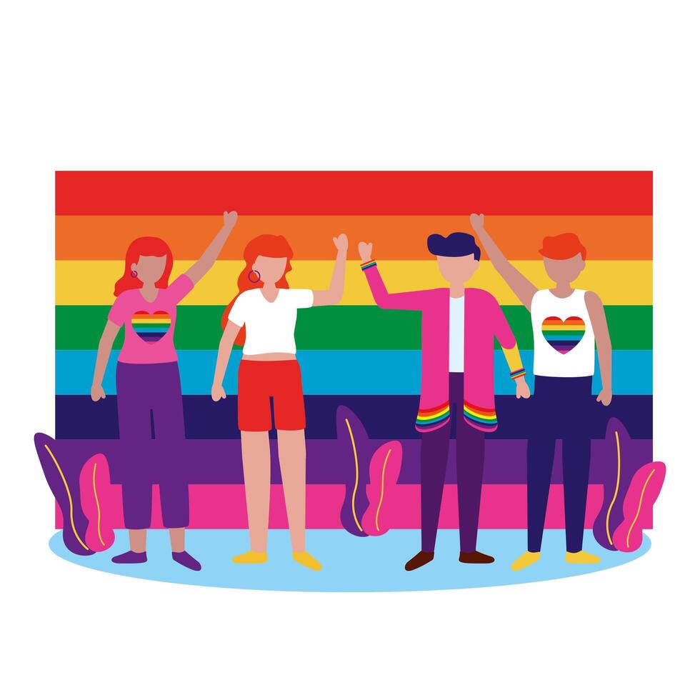 People supporting lgtbiq march design vector