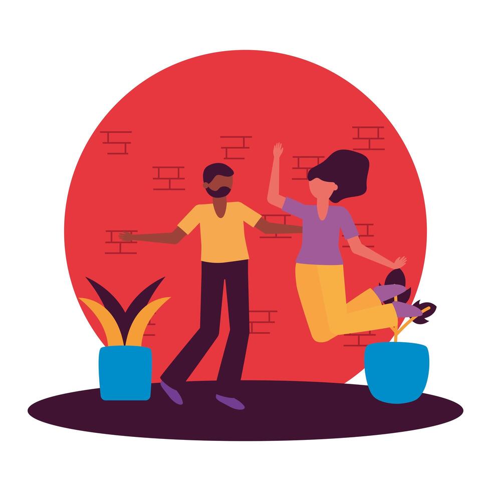 Happy woman and man avatar vector design