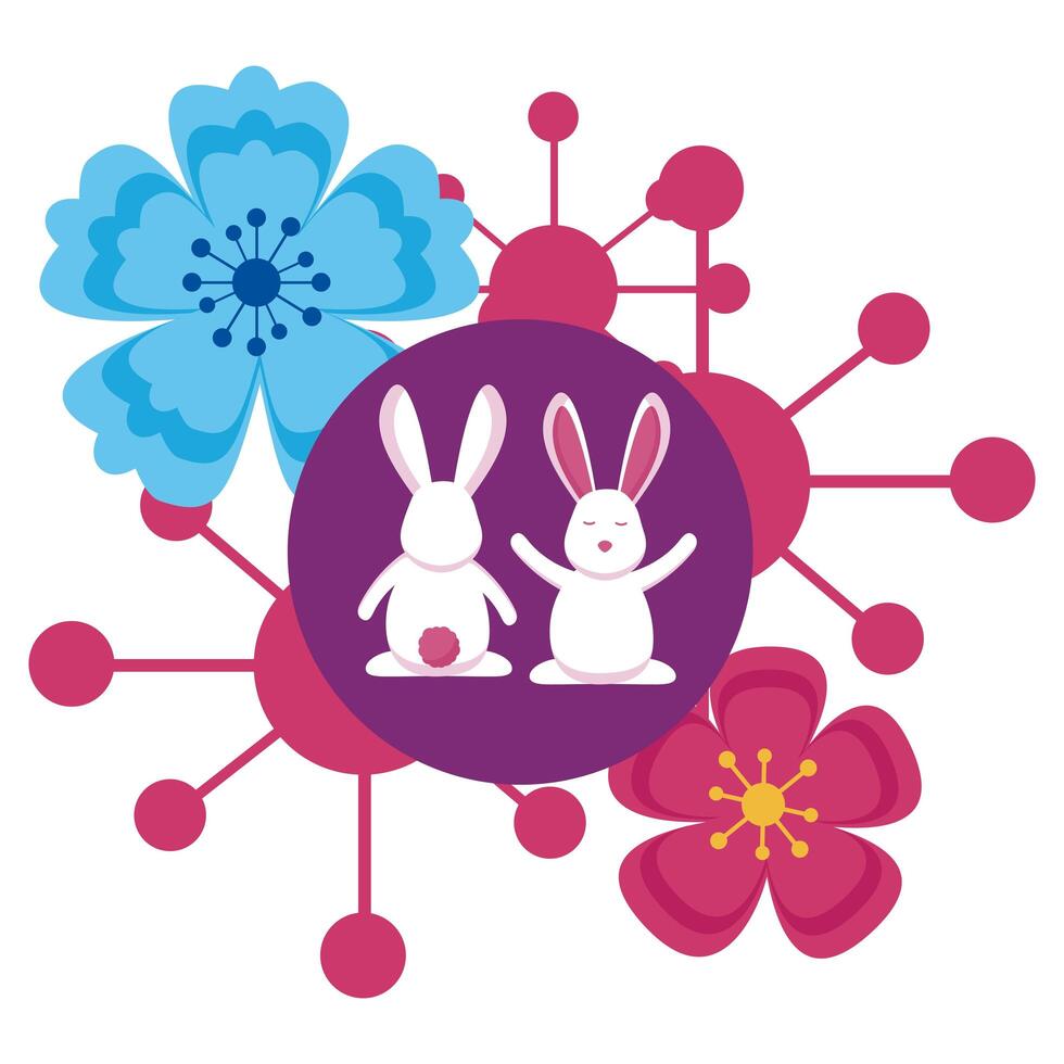Rabbits of mid autumn festival vector design