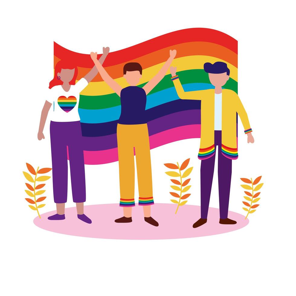 People supporting lgtbiq march design vector