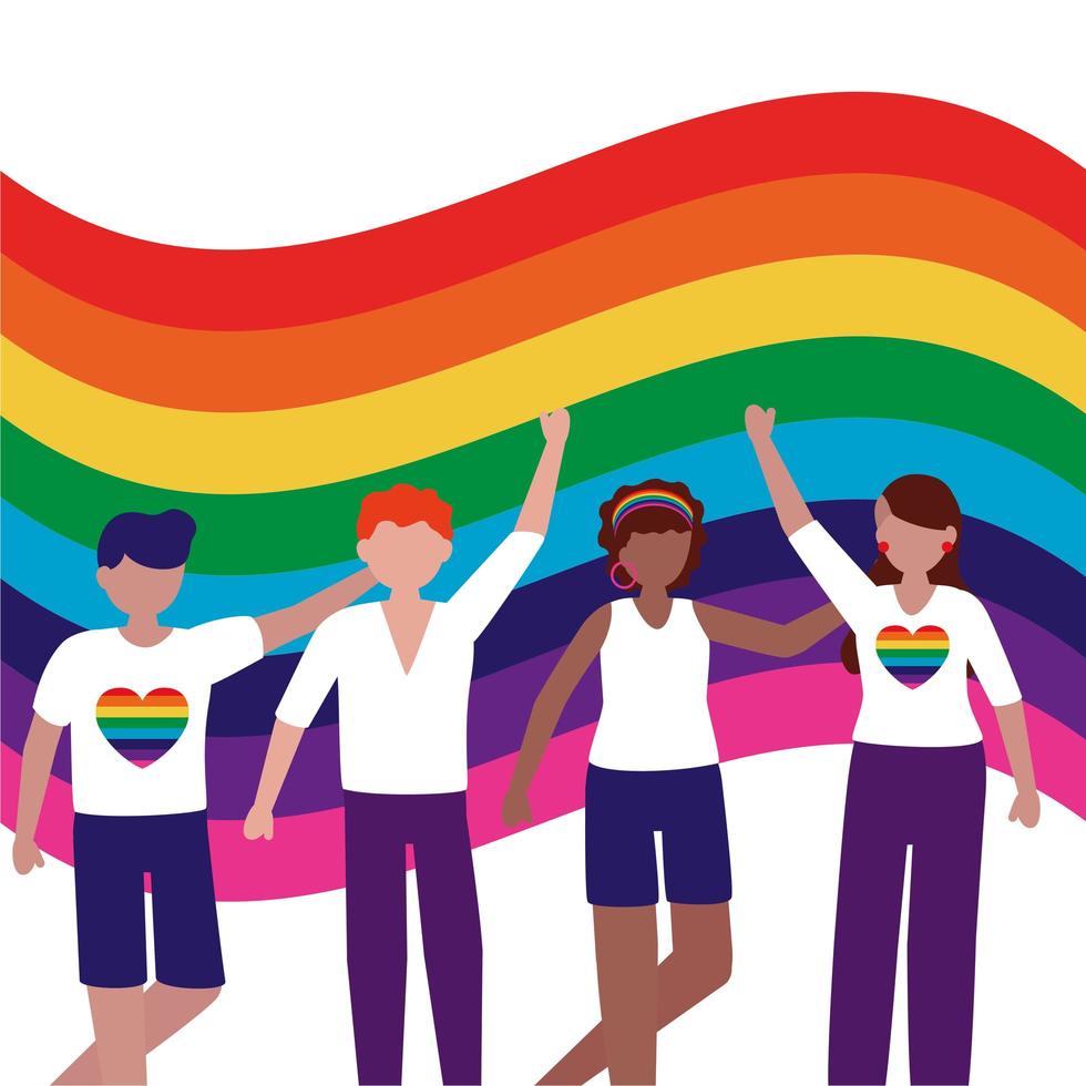 People supporting lgtbiq march design vector