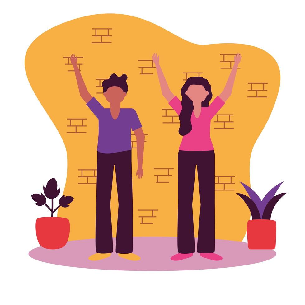 Happy woman and man avatar vector design