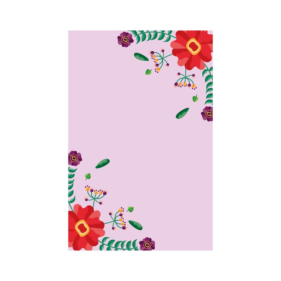 diseño de vector de tarjeta de flores aisladas