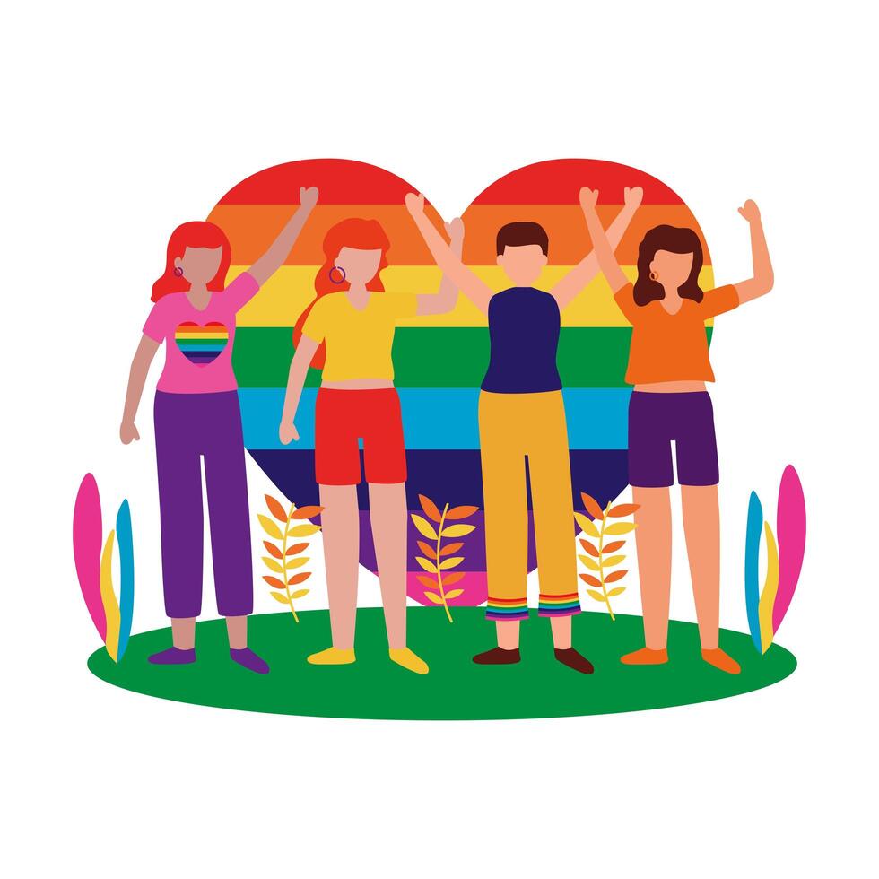 People supporting lgtbiq march design vector