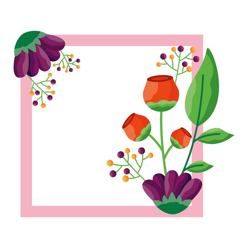 Isolated flowers frame vector design