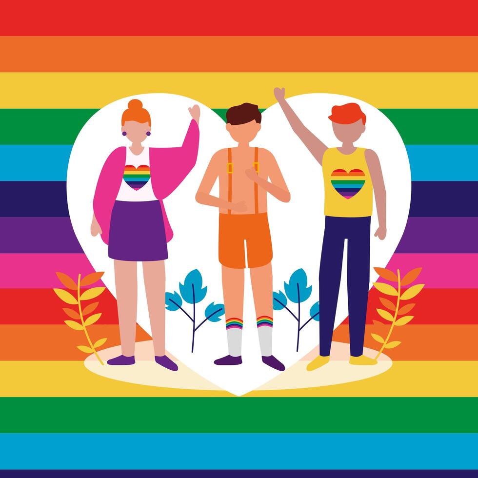 People supporting lgtbiq march design vector