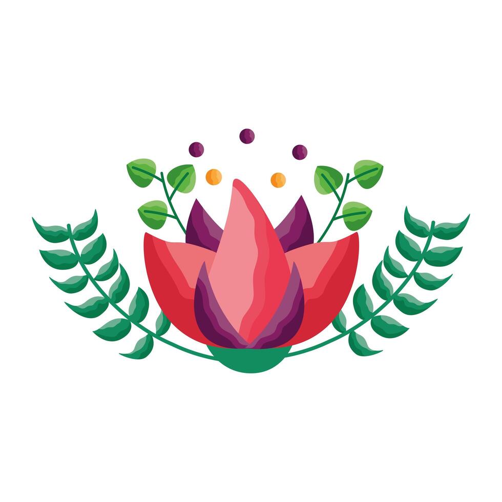 Isolated flower with leaves ornament design vector
