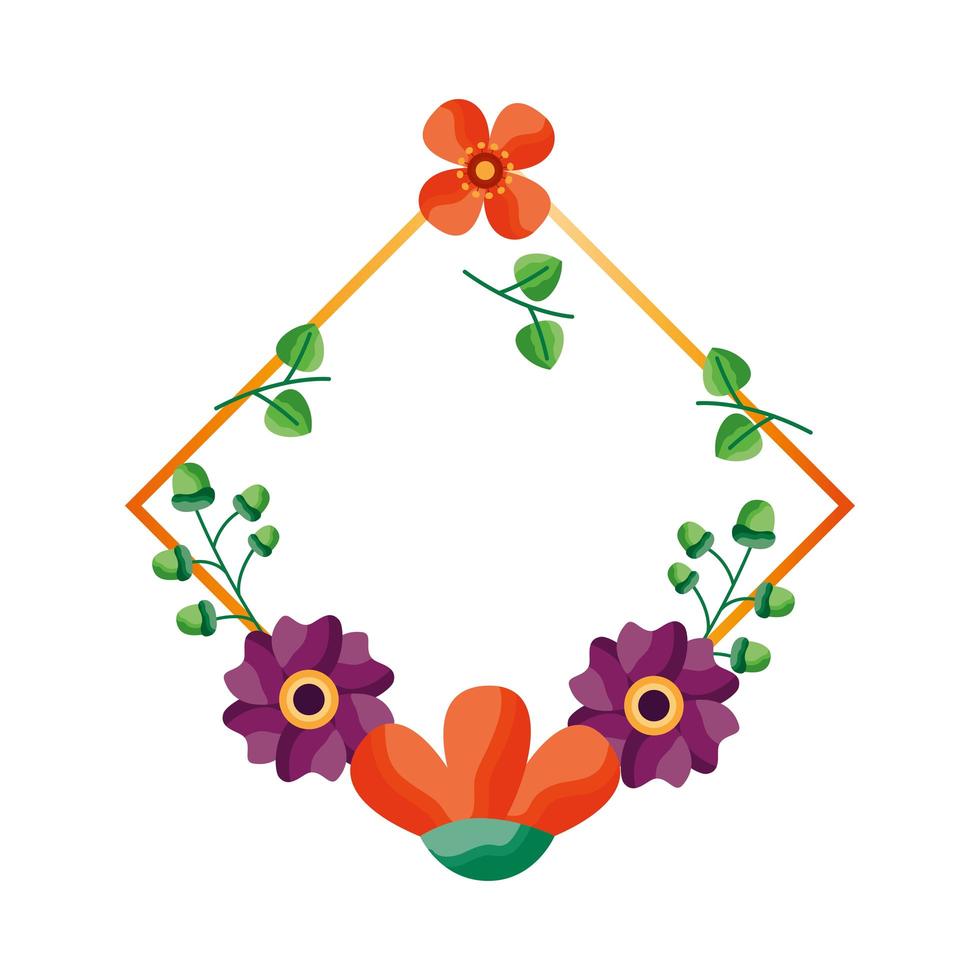 Isolated flowers frame vector design