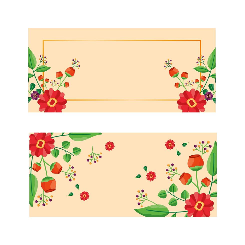 diseño de vector de tarjeta de flores aisladas