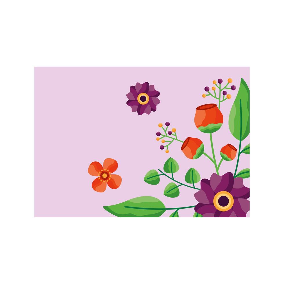 diseño de vector de tarjeta de flores aisladas