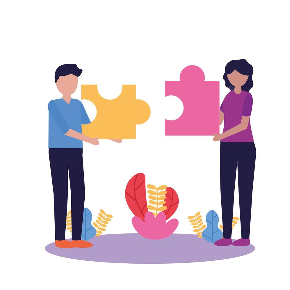 Woman and man with teamwork icon vector design 1869996 Vector Art at ...