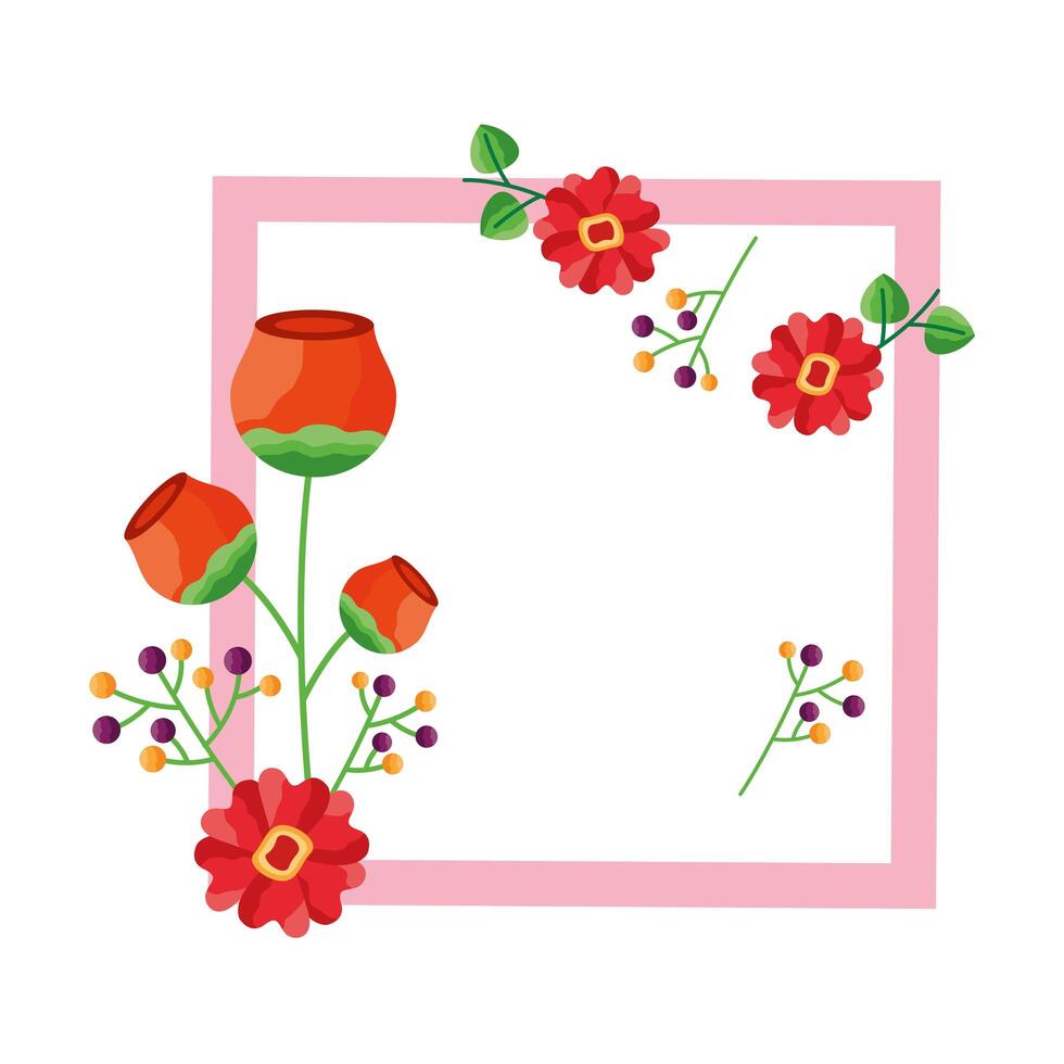 Isolated flowers frame vector design