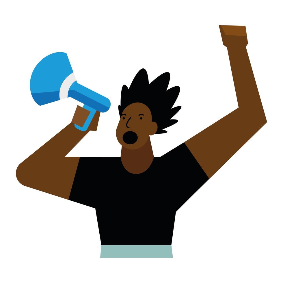 Black lives matter man holding megaphone vector design