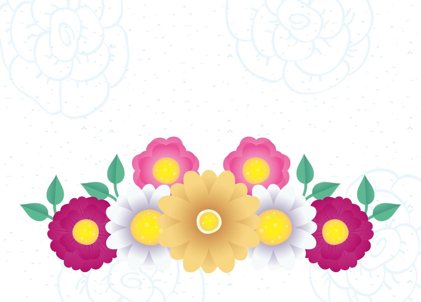flowers and leaves decorative frame vector