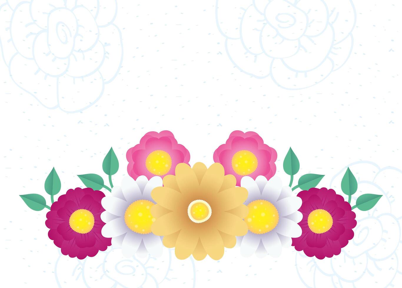 flowers and leaves decorative frame vector