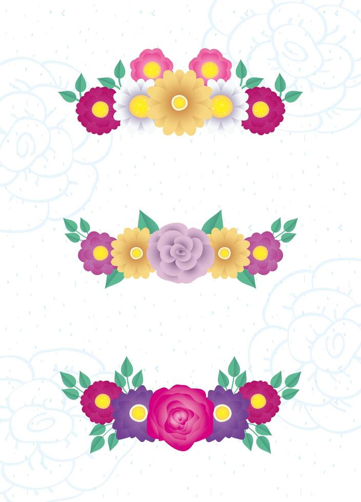 flowers and leaves decoratives frames vector