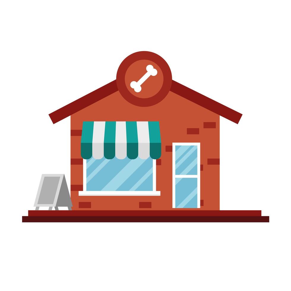 little veterinary clinic facade scene vector