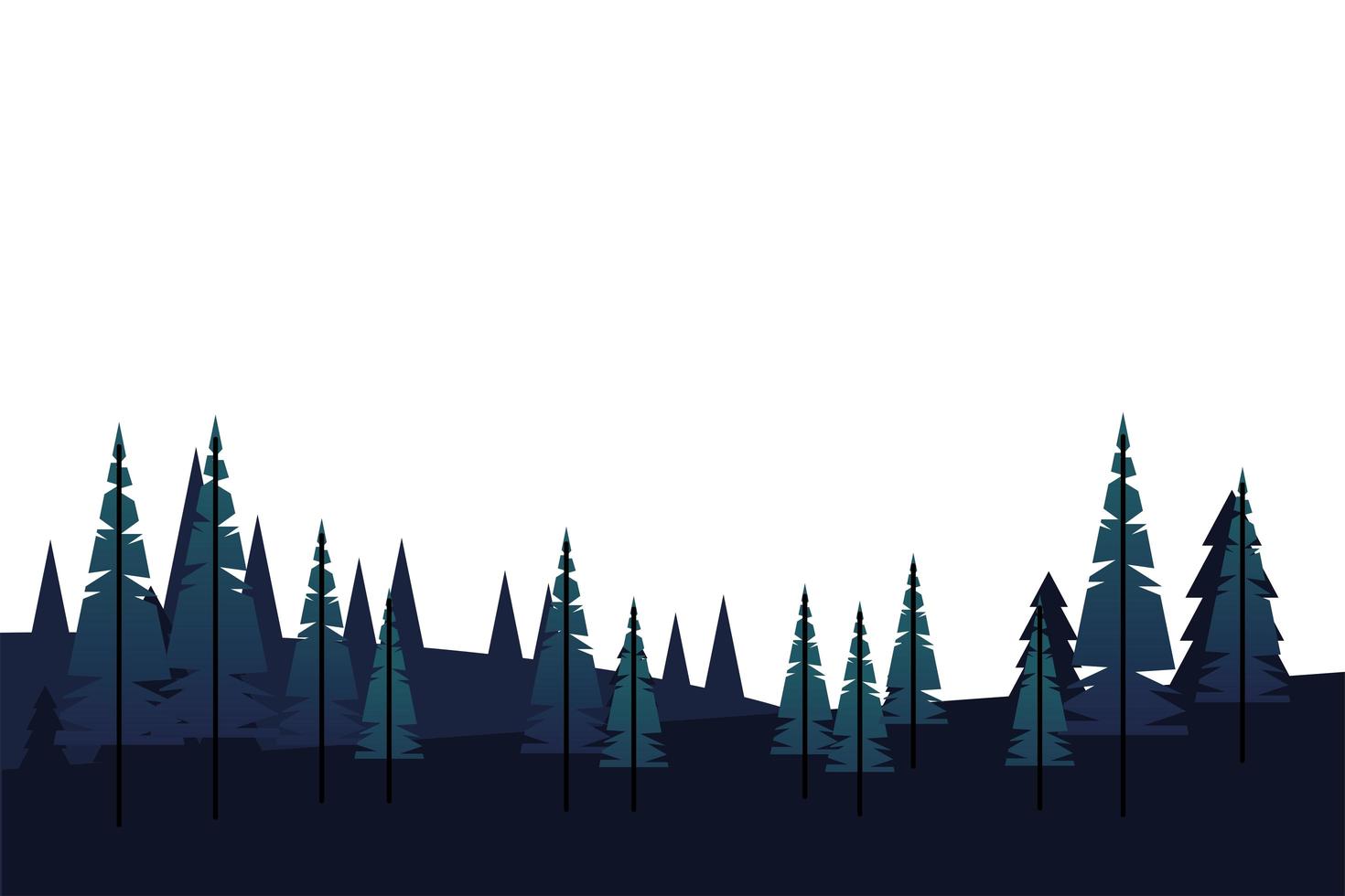 winter season landscape scene with pine forest vector