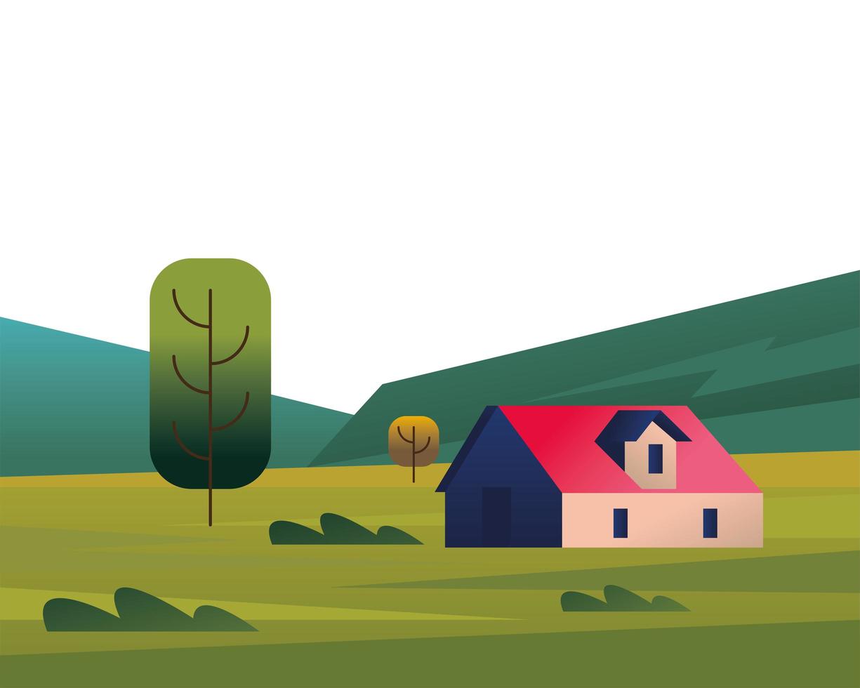 beautiful landscape scene with house vector