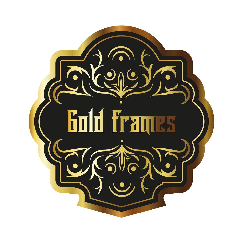 elegante marco dorado con letras vector