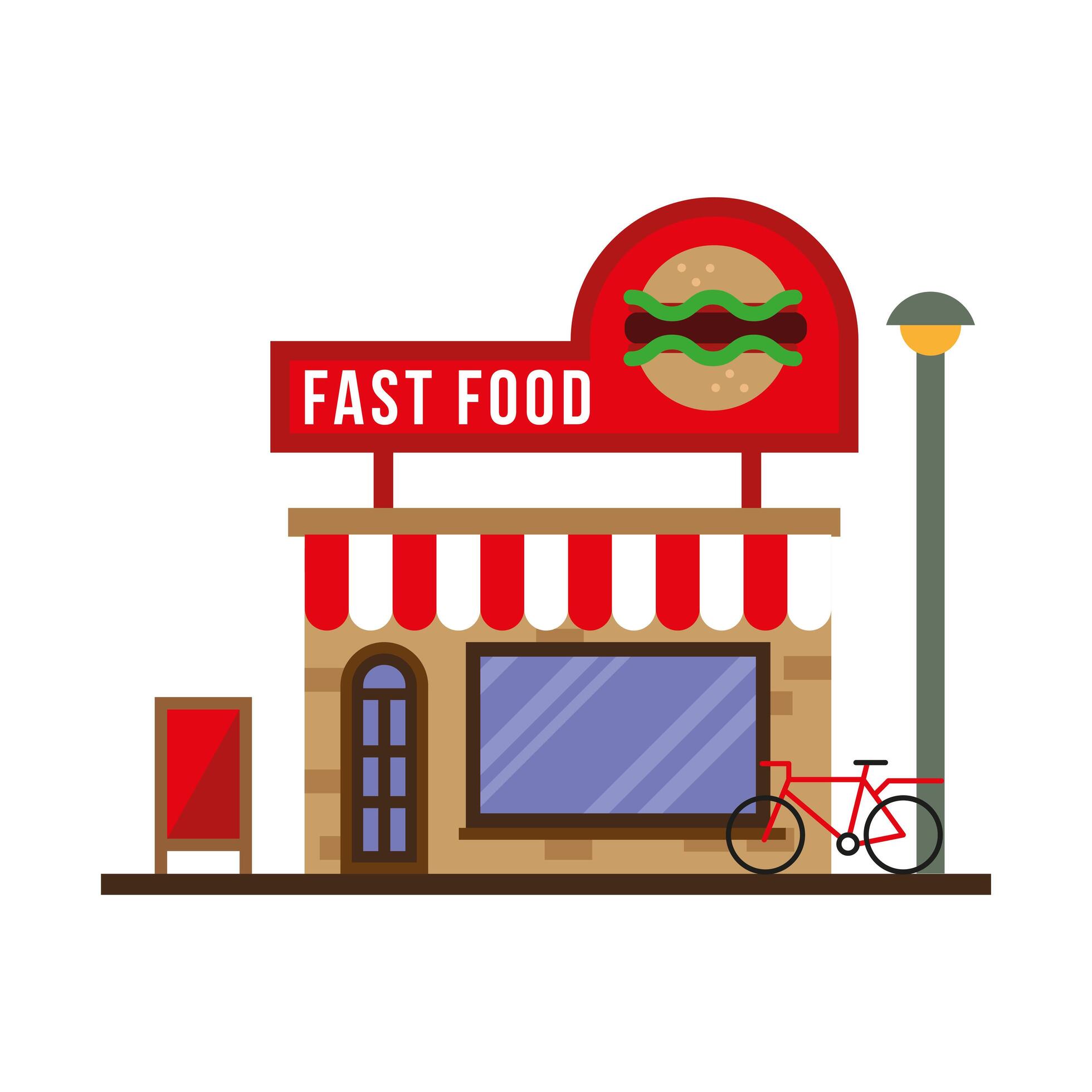 little fast food store building facade 1870155 Vector Art at Vecteezy