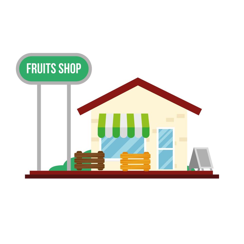 little fruit shop building facade scene vector