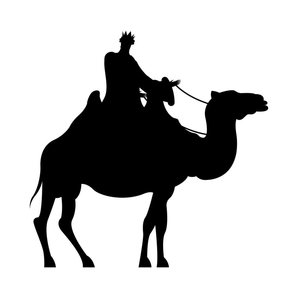 wise men on camel silhouette character vector