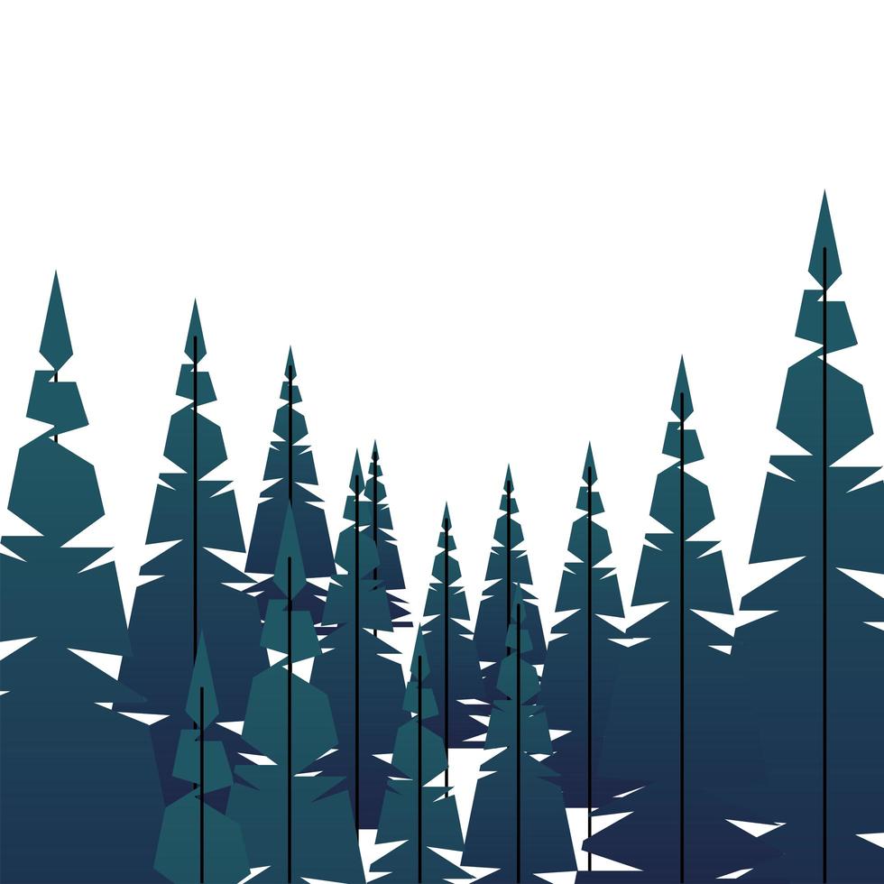winter season landscape scene with pine forest vector