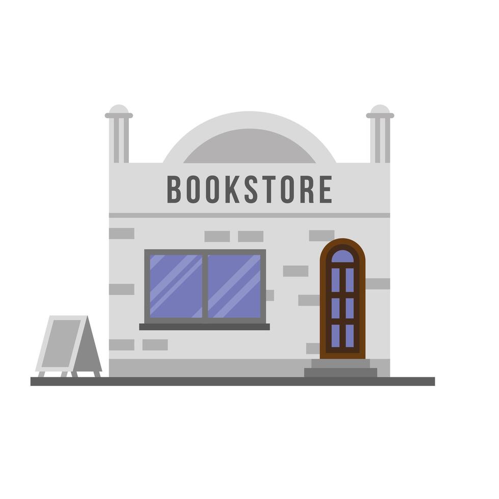 little bookstore building facade vector