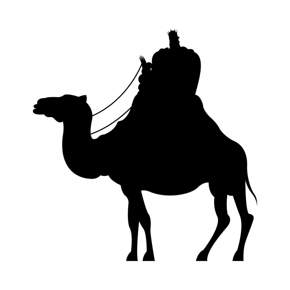 wise men on camel silhouette character vector